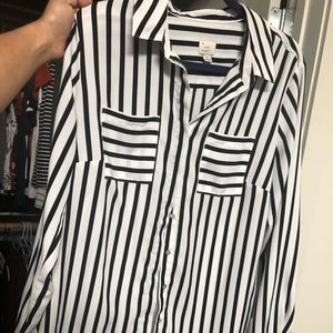 A New Day Striped Button Front Blouse